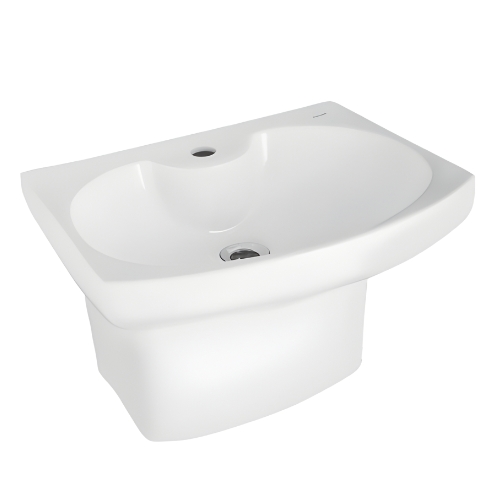 DRAKE - KSP258W Wash Basin with Integerated Half Pedestal