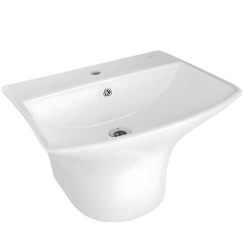 EMILY - KSP281W Wash Basin with Integerated Half Pedestal