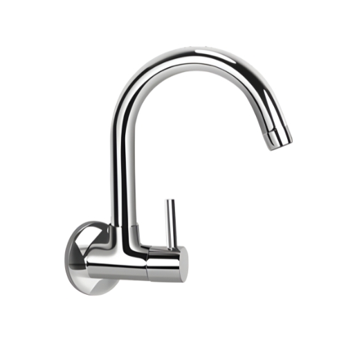 KB111025 Wall Mounted Sink Cock with Swivel Spout & Flange